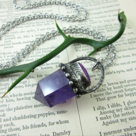 Callisto Jewelry - Callisto Druzy Aura Amethyst Necklace